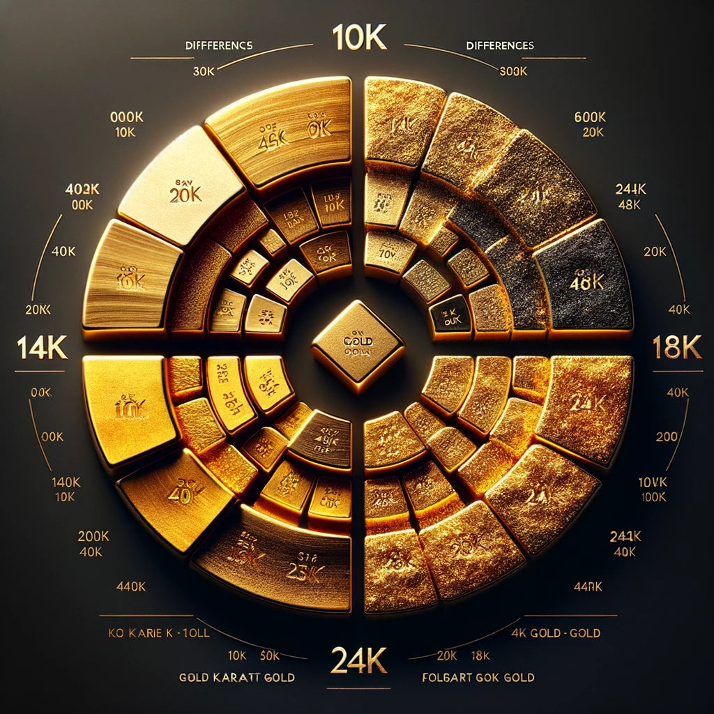 Comparaison et différences des ors 10K, 14K, 18K et 24K