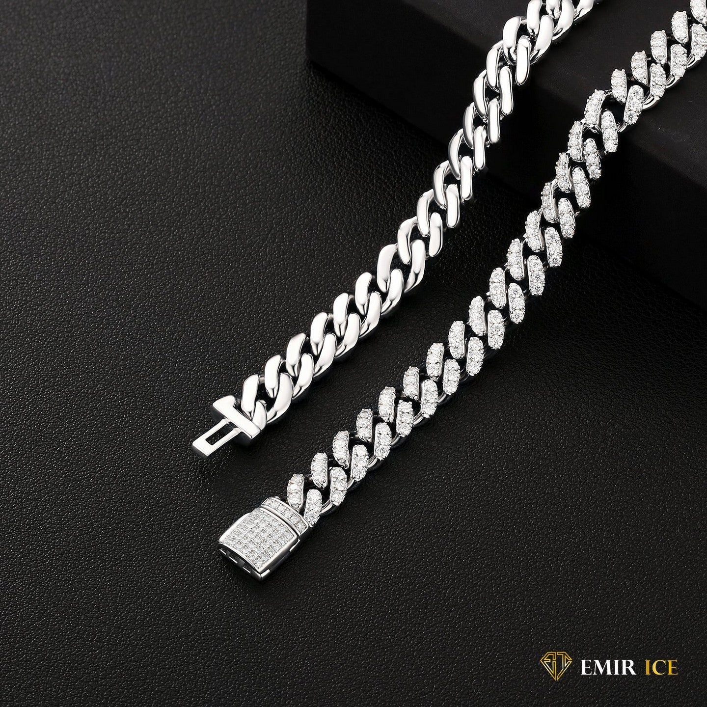 Moissanite cuban chain VVS 8mm Bijouterie Bijoux Diamant Emirice.com