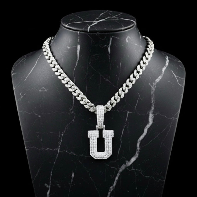 Pendentif lettre U diamant moissanite Bijouterie Bijoux Diamant Emirice.com