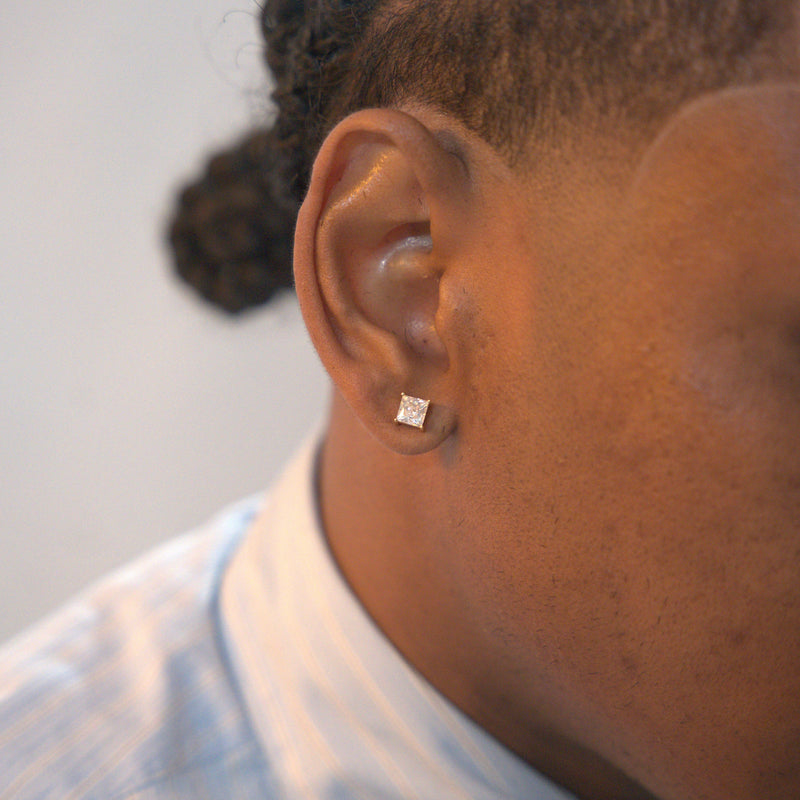 Boucle d'oreille Diamant Carré or jaune S925 - Emirice.com