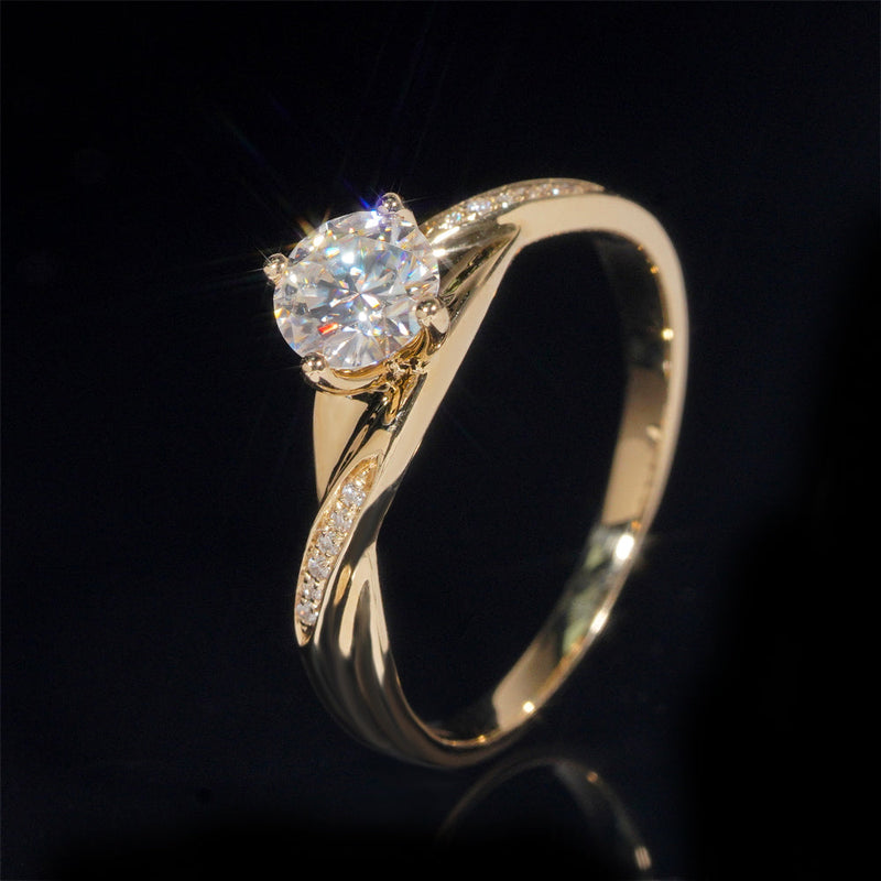 Alliance de fiancailles solitaire pavé diamant laboratoire 1CT - Emirice.com