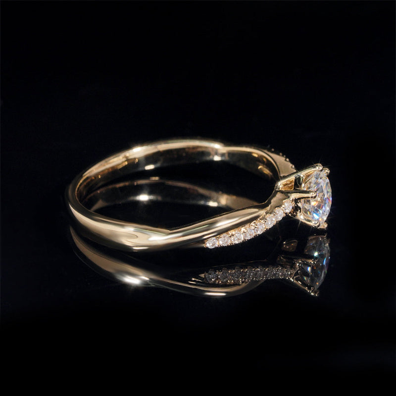 Alliance de mariage solitaire pavé diamant moissanite 1CT - Emirice.com