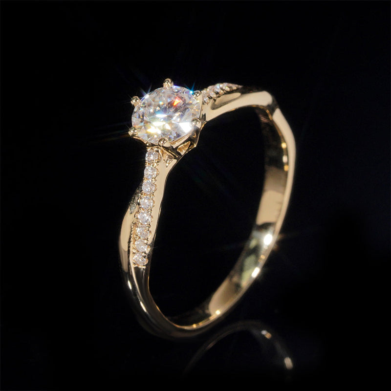 Alliance de mariage solitaire pavé diamant moissanite 1CT - Emirice.com