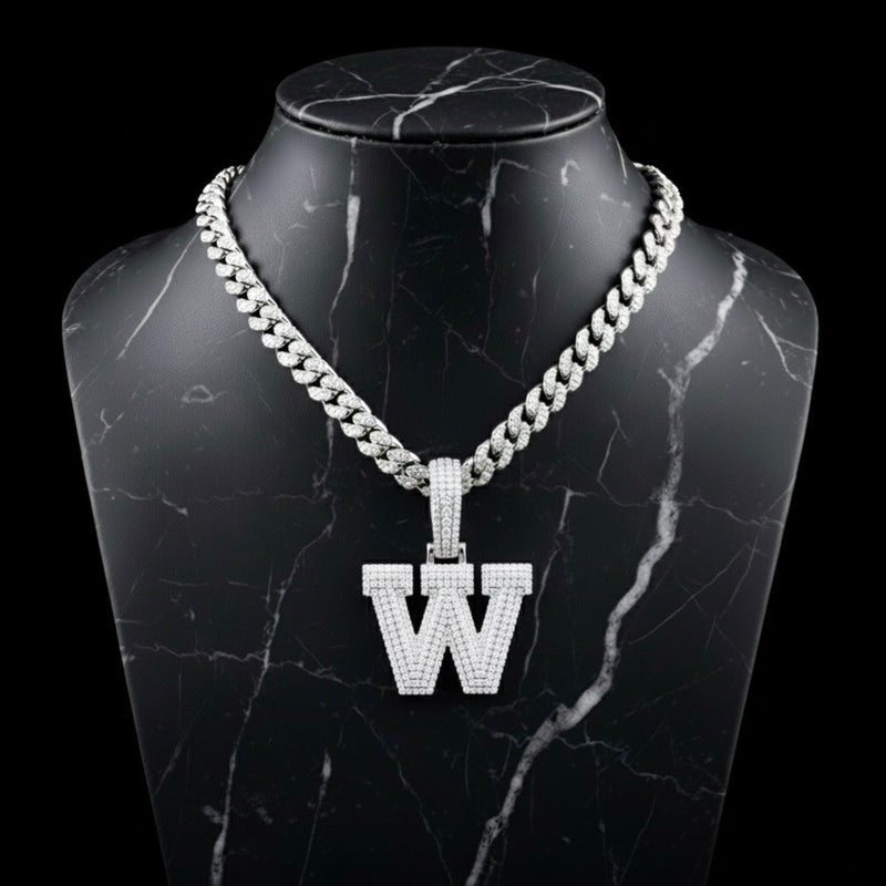 Pendentif lettre W diamant moissanite Bijouterie Bijoux Diamant Emirice.com