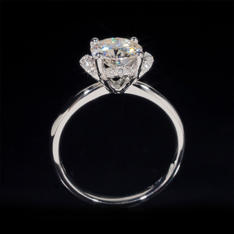 Bague de fiançailles solitaire entouré diamant moissanite 1 CT - Emirice.com