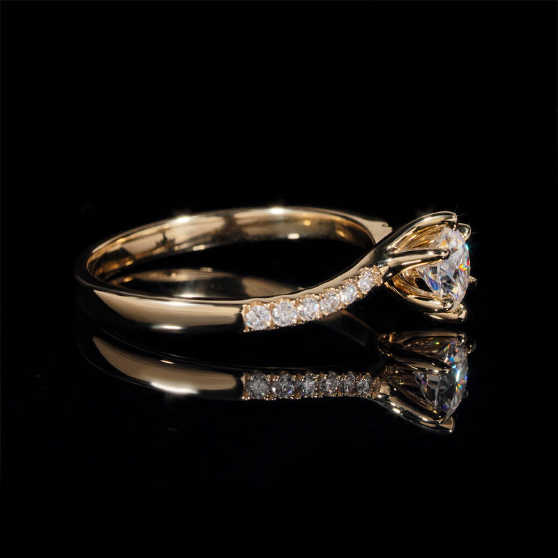 Bague de mariage solitaire pavé diamant moissanite 1 CT - Emirice.com