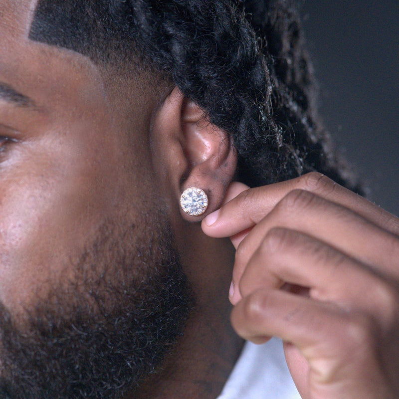 Boucle d'oreille Diamant Rond Stud earrings or jaune S925 - Emirice.com