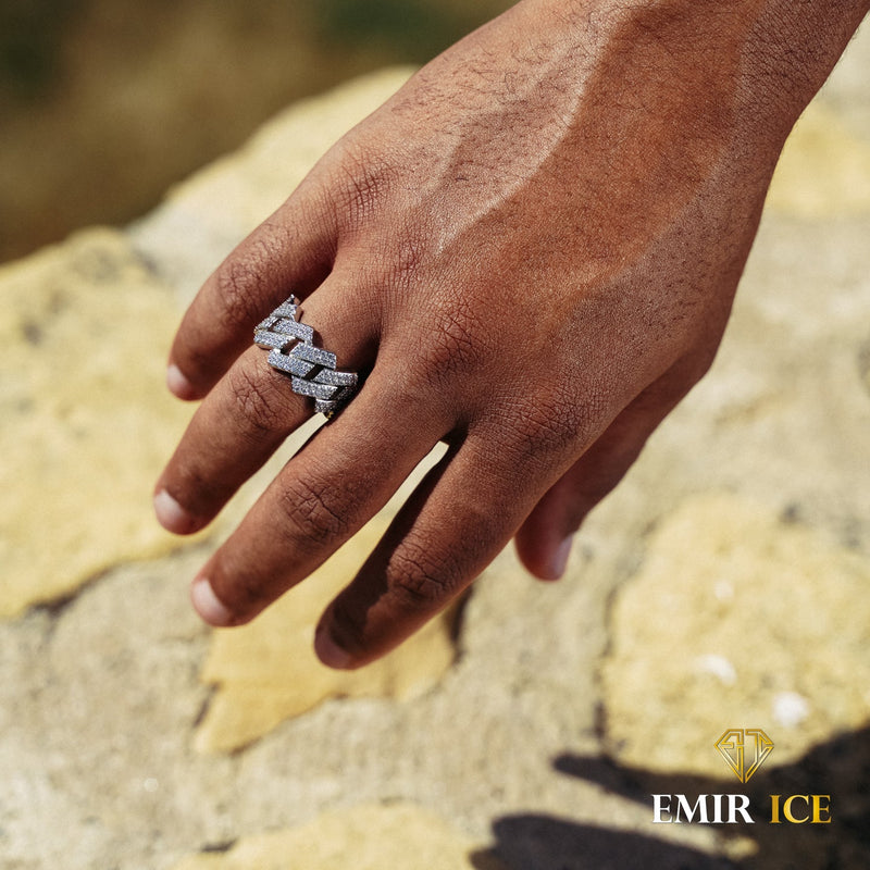 BAGUE CUBAINE PRONG LINK OR BLANC Bijouterie Bijoux Diamant Emirice.com