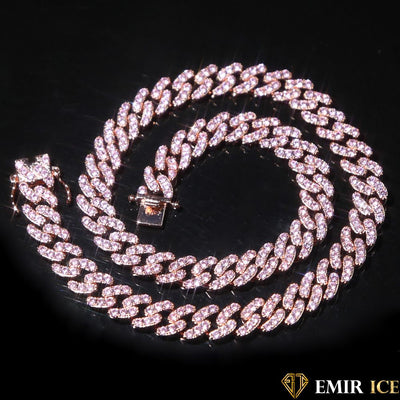 COLLIER MAILLE CUBAINE FEMME "SWEET PINK" - 12MM - Emirice.com