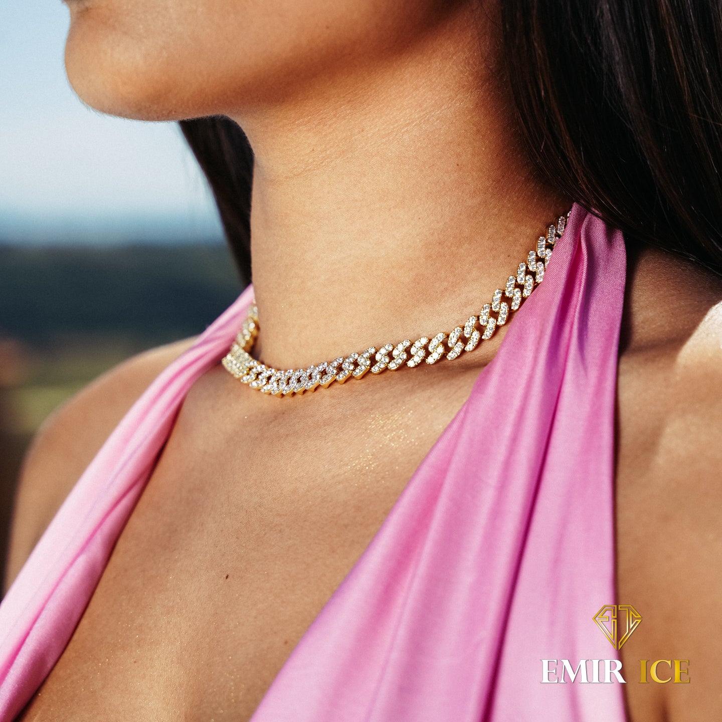COLLIER MAILLE CUBAINE DIAMANT FEMME OR JAUNE - 9MM - Emirice.com