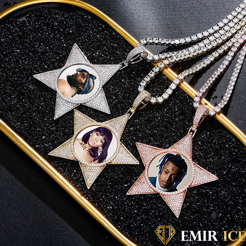 COLLIER PENDENTIF PORTE-PHOTO ÉTOILE Bijouterie Bijoux Diamant Emirice.com