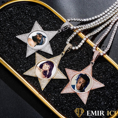 COLLIER PENDENTIF PORTE-PHOTO ÉTOILE Bijouterie Bijoux Diamant Emirice.com