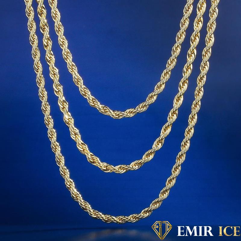 Chaîne torsadée 3 mm en acier inoxydable plaqué or jaune 18K, Emir ICE
