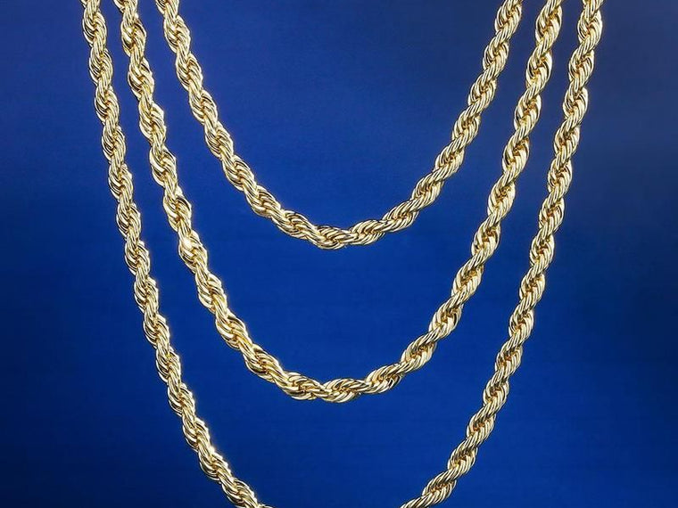 Chaîne torsadée 3 mm en acier inoxydable plaqué or jaune 18K, Emir ICE