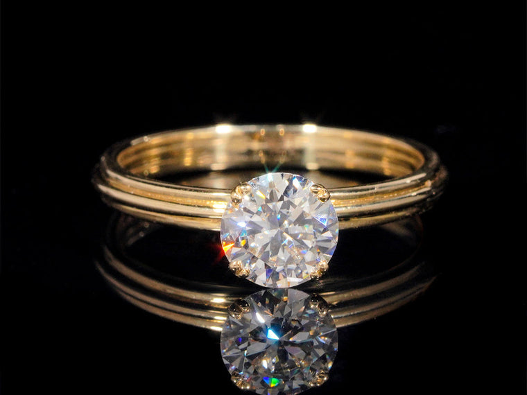 Alliance de mariage solitaire en diamant 1 carat, bijou de mariage