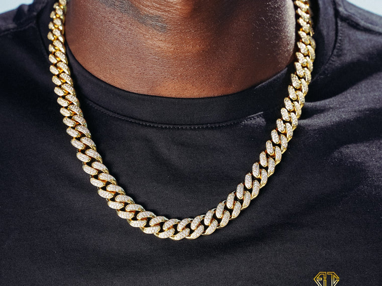 Chaîne cubaine or jaune 12 mm pour homme