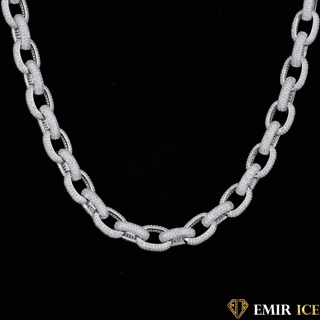 Grosse chaîne forçat or blanc 15 mm pour homme