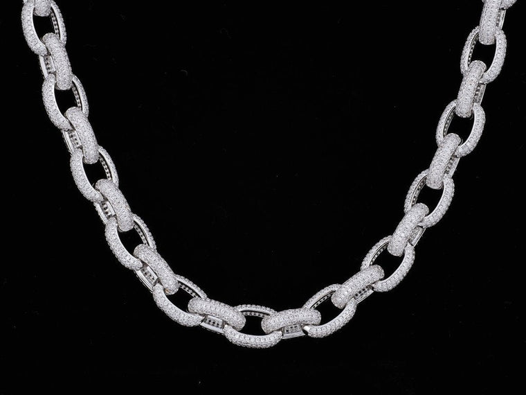 Grosse chaîne forçat or blanc 15 mm pour homme