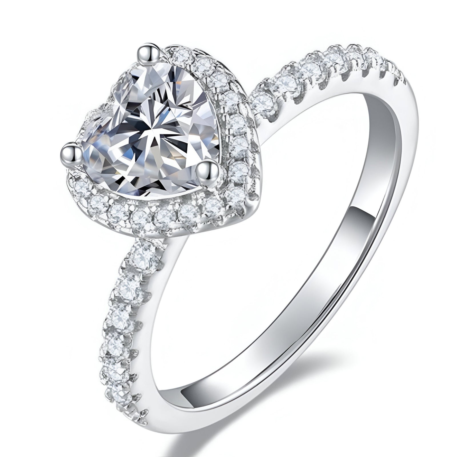 Bague de fiançailles cœur en moissanite sur argent 925