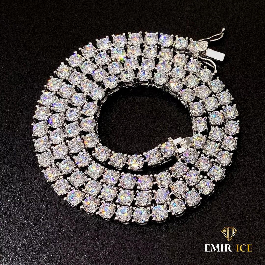 Chaîne tennis en argent 925 sertie de moissanite, finition or blanc, Emir ICE