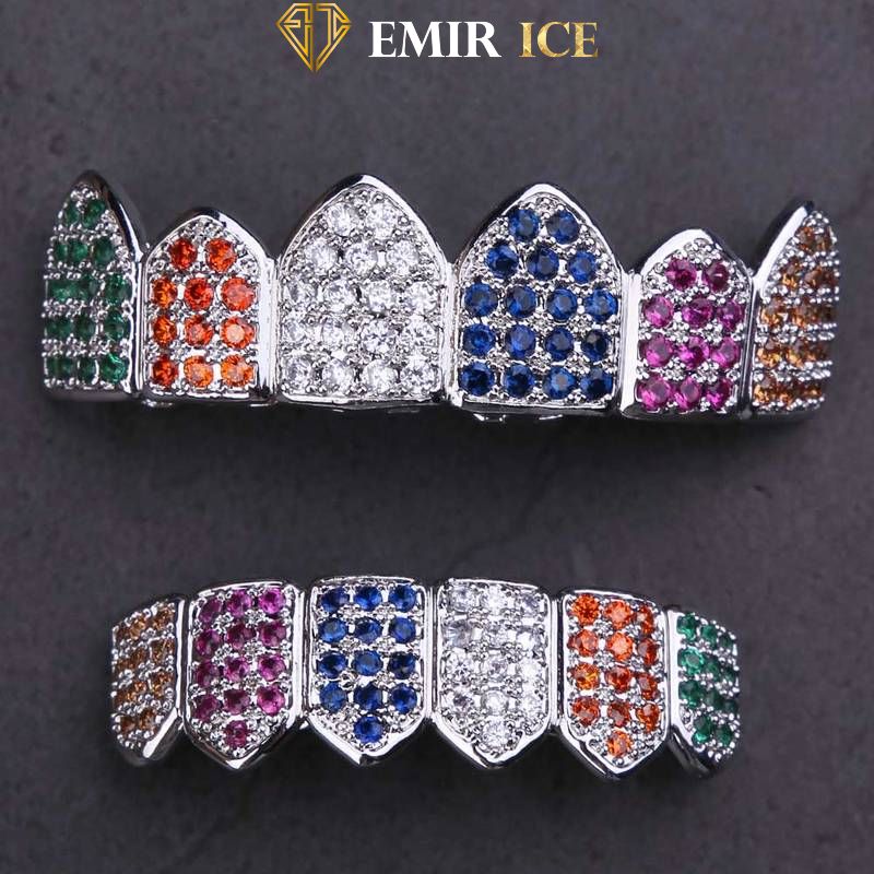 Grillz dent femme rainbow plaqué or blanc Emir ICE