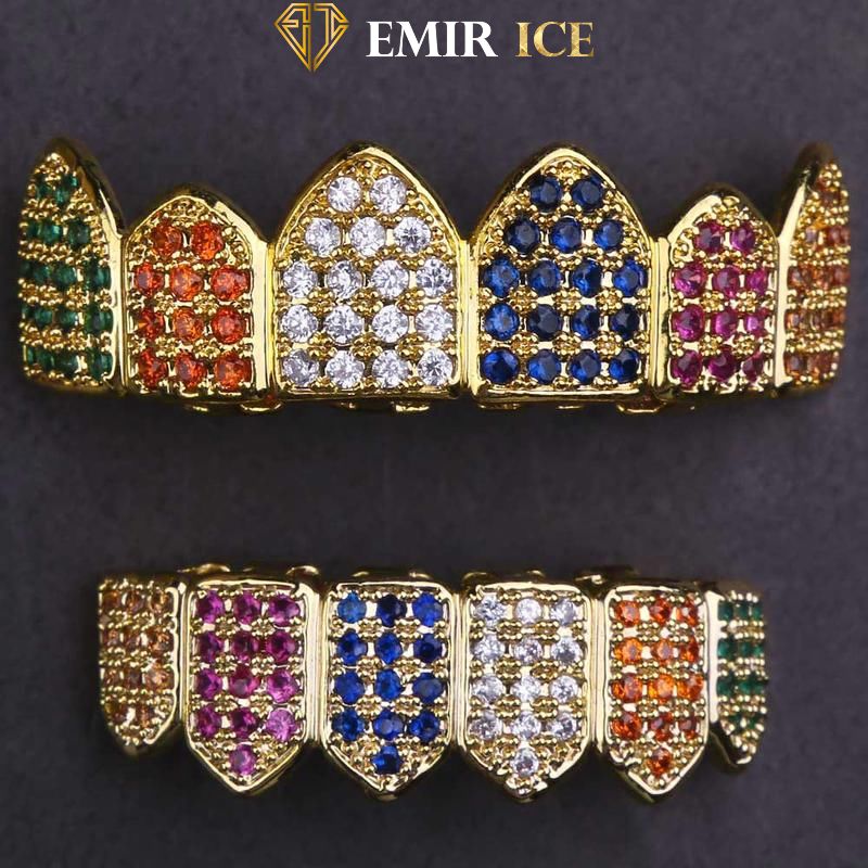 Grillz dent homme rainbow plaqué or jaune Emir ICE