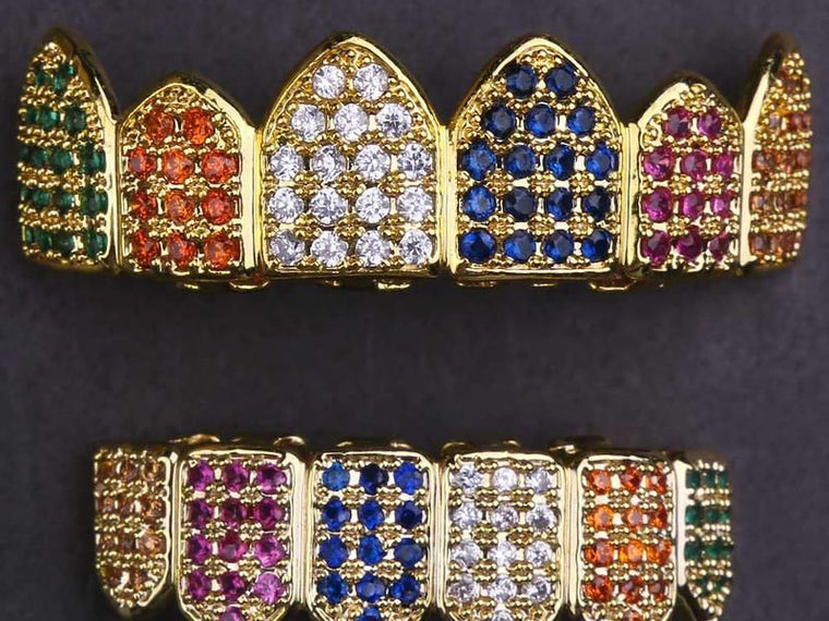 Grillz dent homme rainbow plaqué or jaune Emir ICE