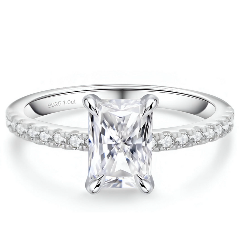 Bague Radiant Cut Moissanite Ring S925