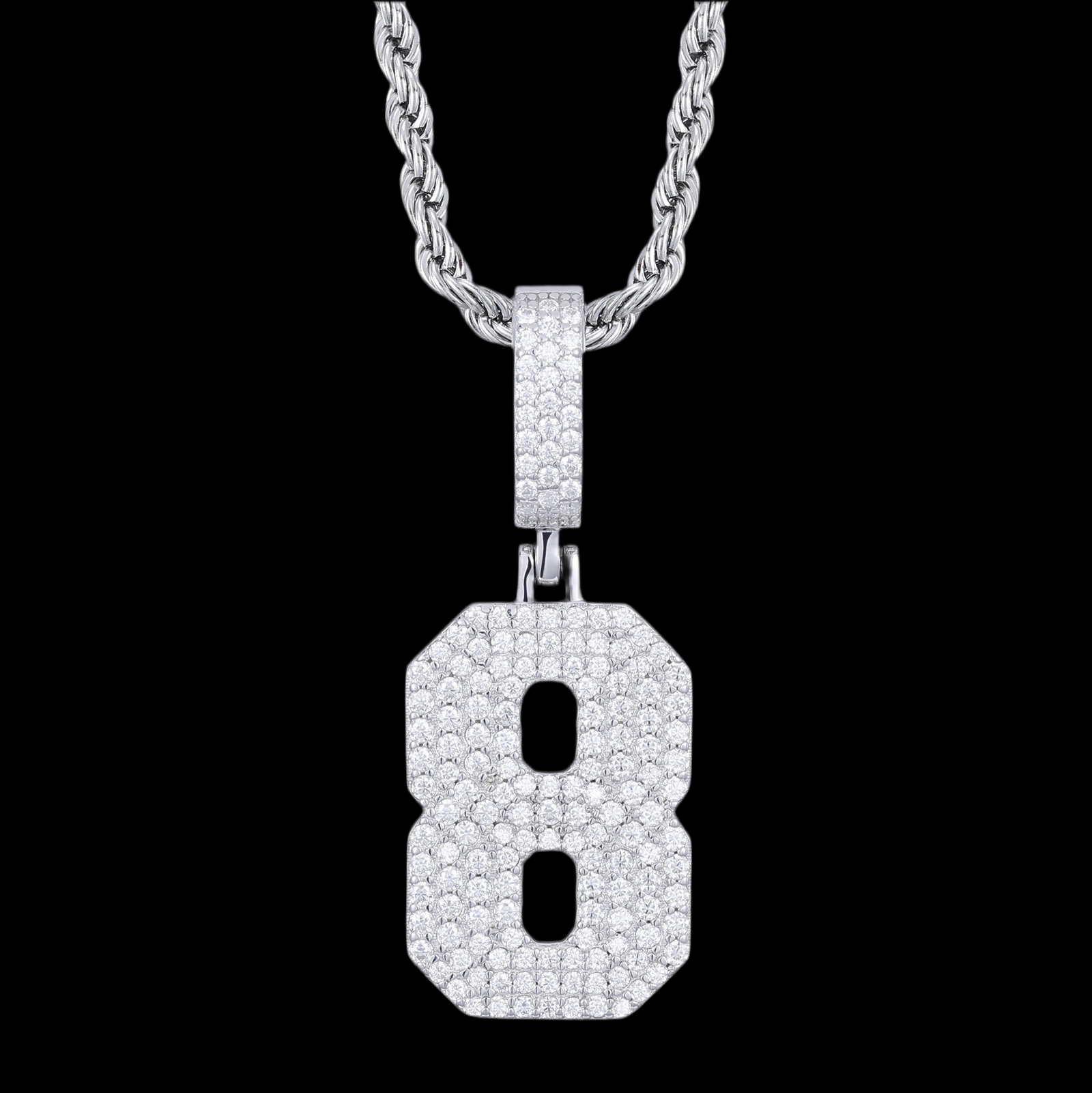 Pendentif chiffre 8 diamant moissanite