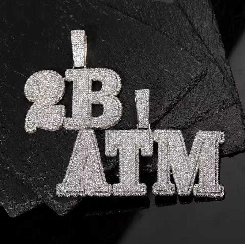 Collier Prénom Pendentif Diamant Personnalisé Grosse Lettre Pavé