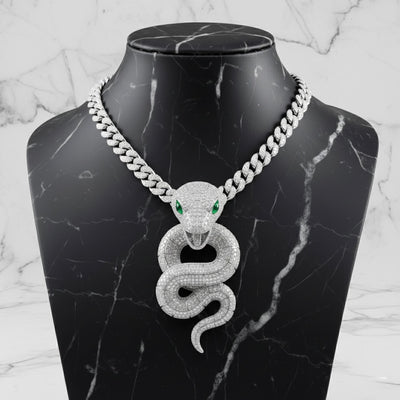 Pendentif serpent diamant moissanite