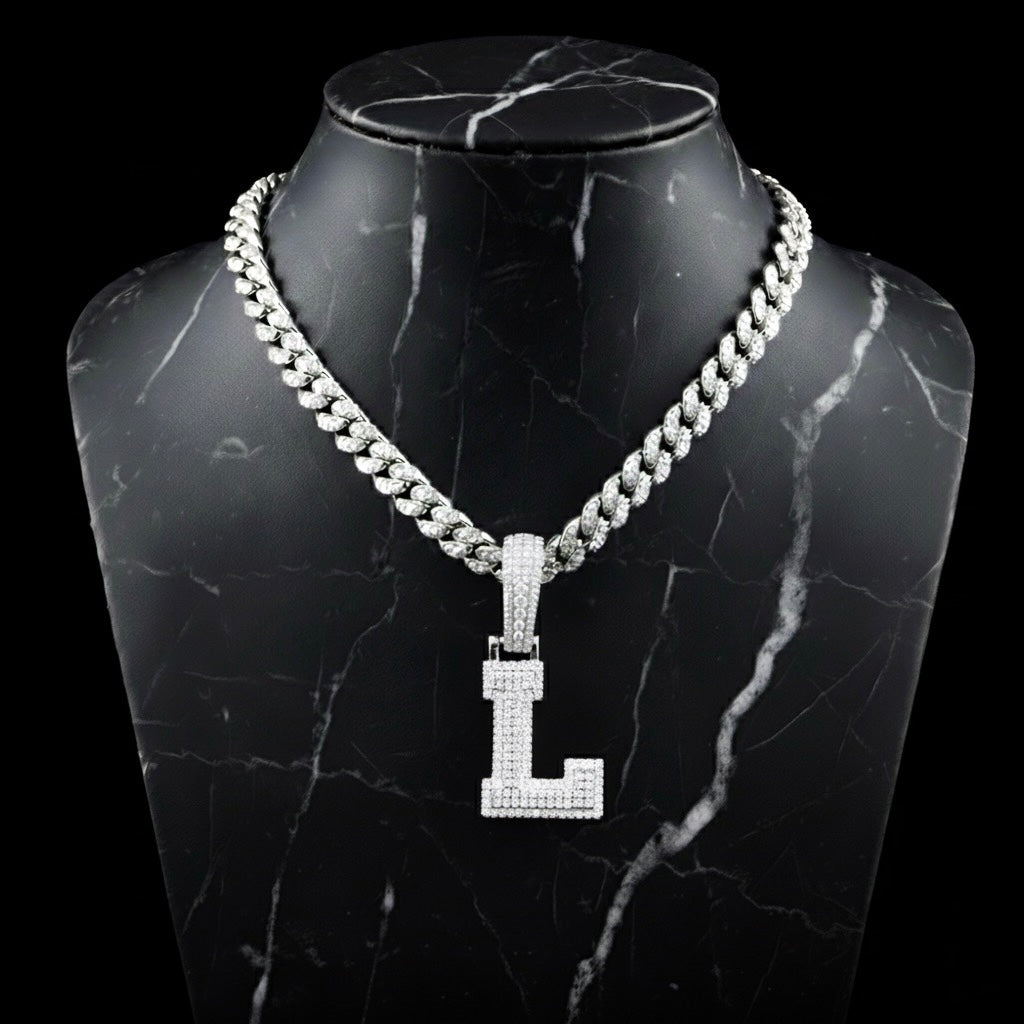 Pendentif lettre L diamant moissanite
