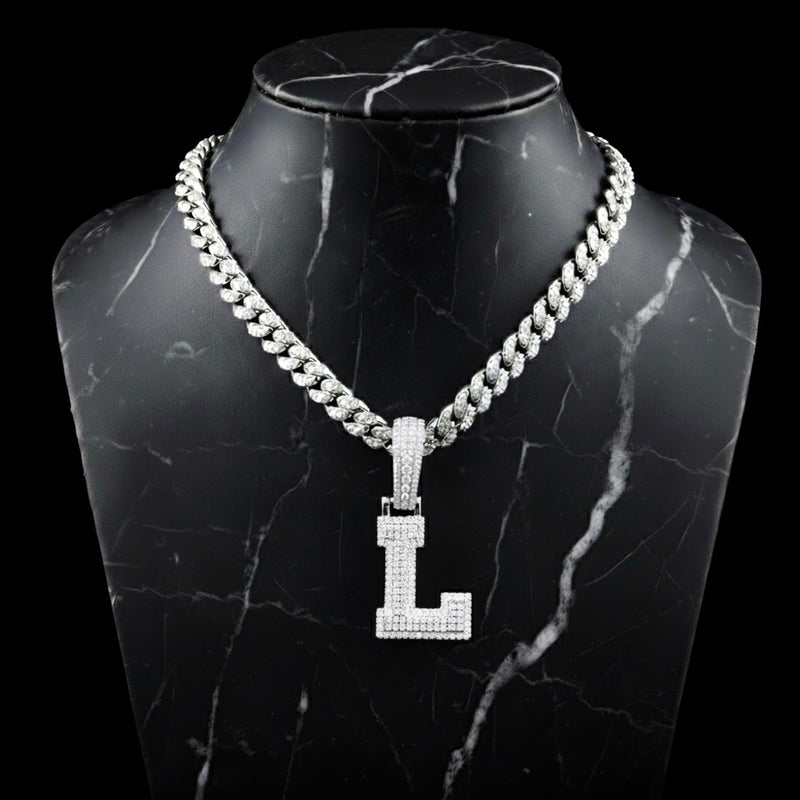 Pendentif lettre L diamant moissanite