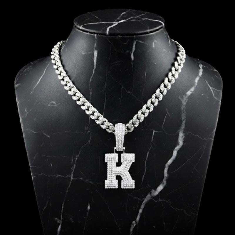 Pendentif lettre K diamant moissanite