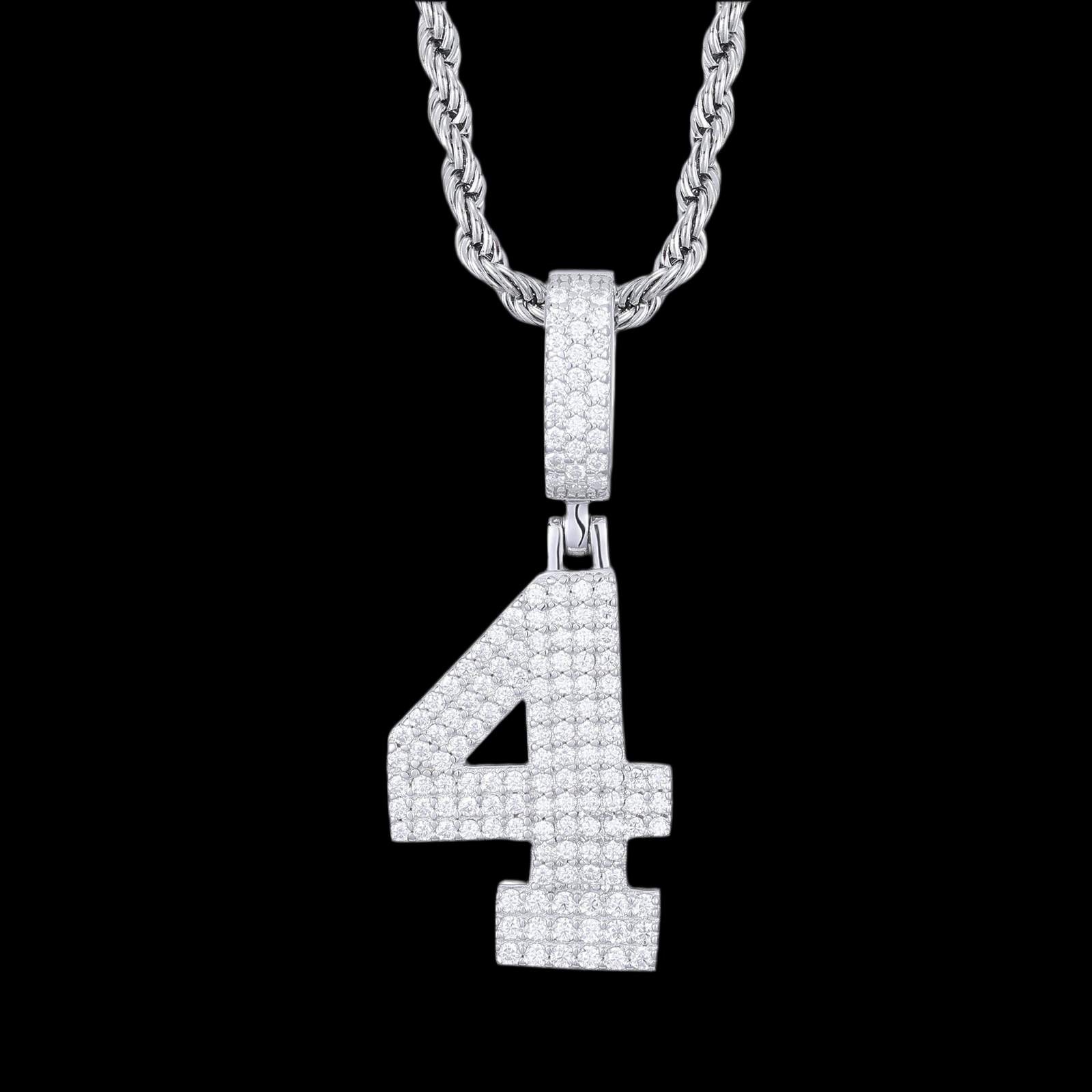 Pendentif chiffre 4 diamant moissanite