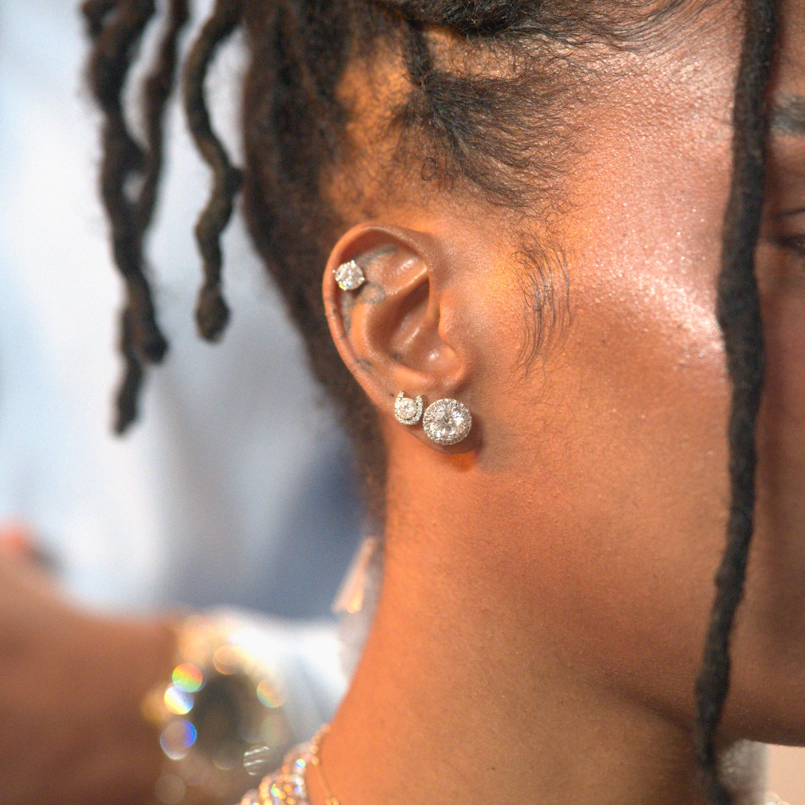 Boucle d'oreille Diamant Fer à cheval or blanc - Emirice.com