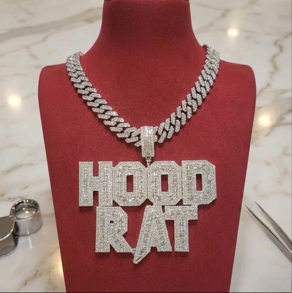 Collier Pendentif Prénom XXL Diamant Baguette Personnalisé