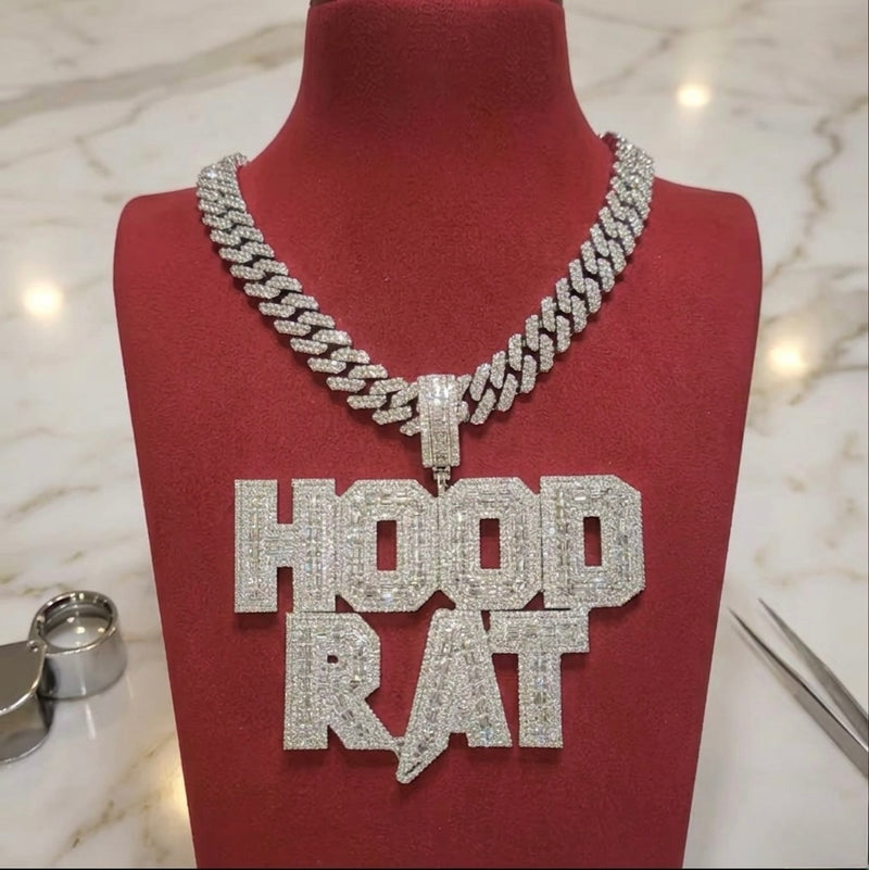 Collier Pendentif Prénom XXL Diamant Baguette Personnalisé Bijouterie Bijoux Diamant Emirice.com