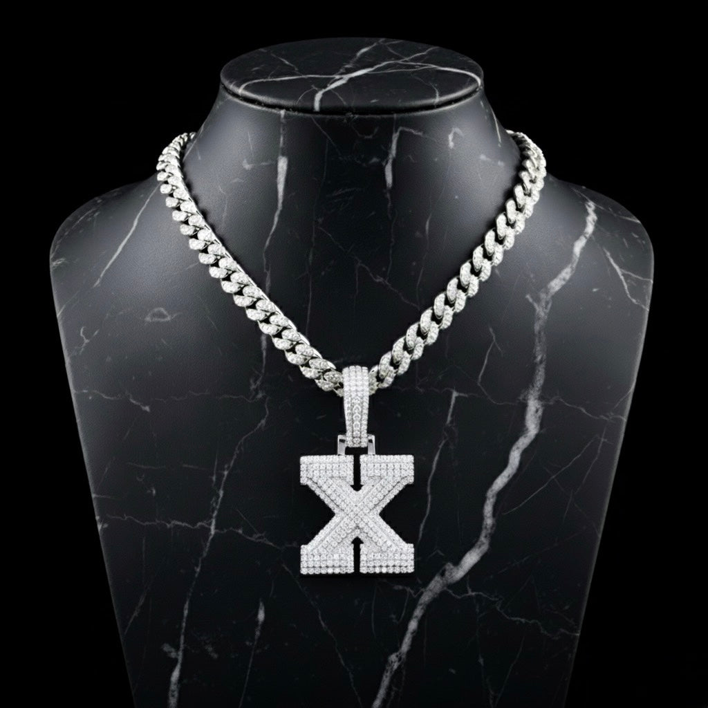 Pendentif lettre X diamant moissanite