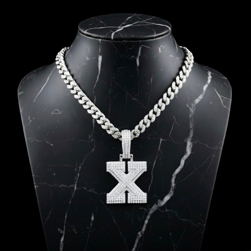 Pendentif lettre X diamant moissanite