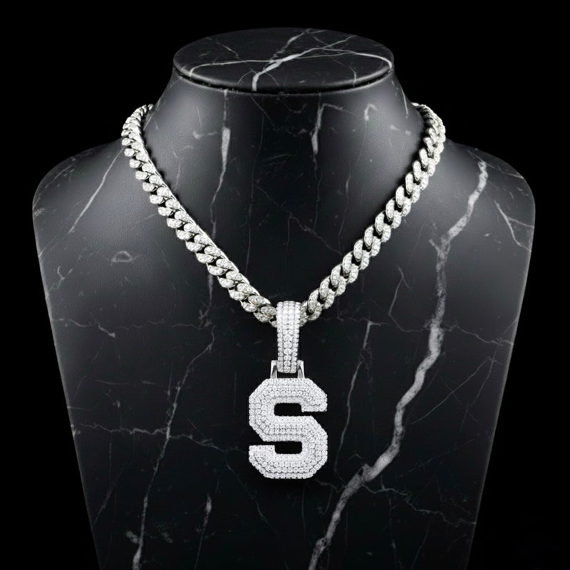 Pendentif lettre S diamant moissanite