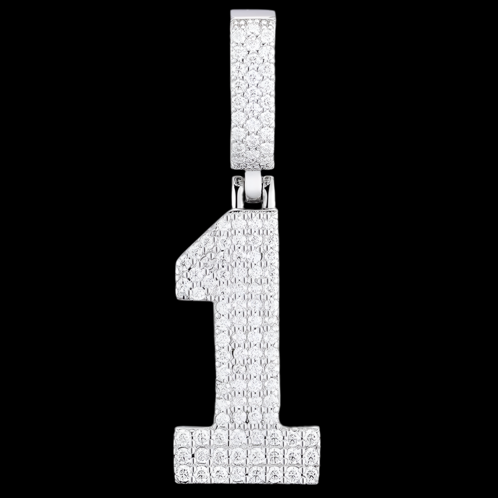 Pendentif chiffre 1 diamant moissanite