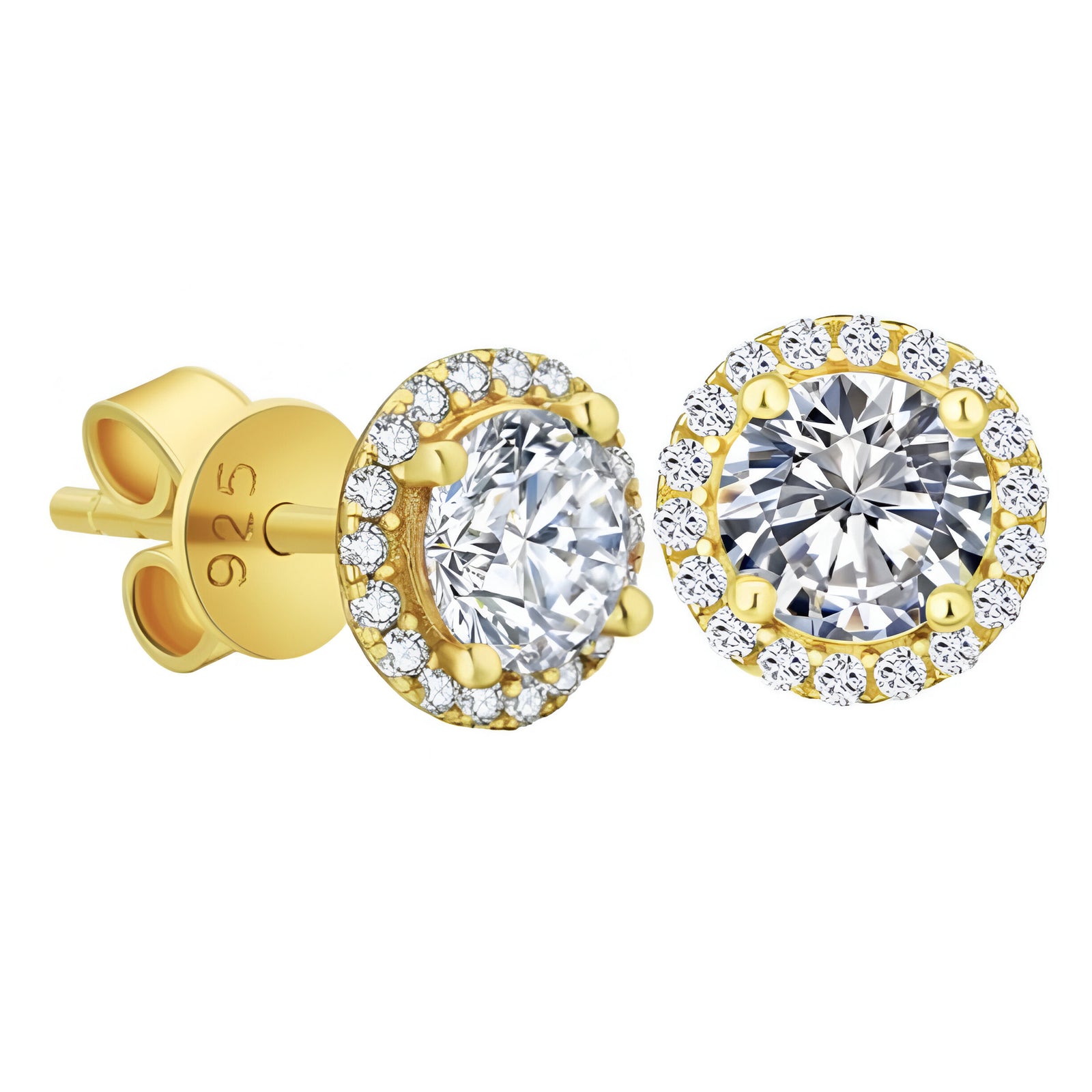 Boucle d'oreille Diamant Rond Stud earrings or jaune S925