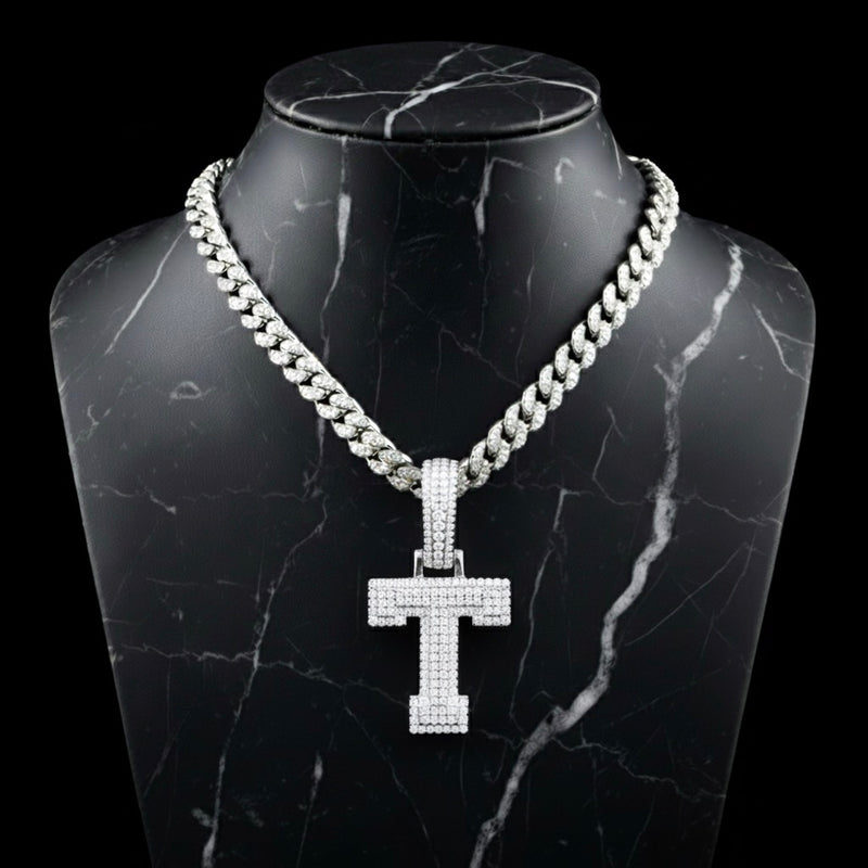 Pendentif lettre T diamant moissanite