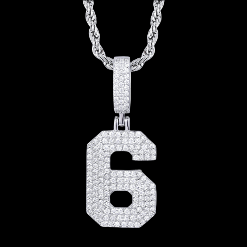 Pendentif chiffre 6 diamant moissanite