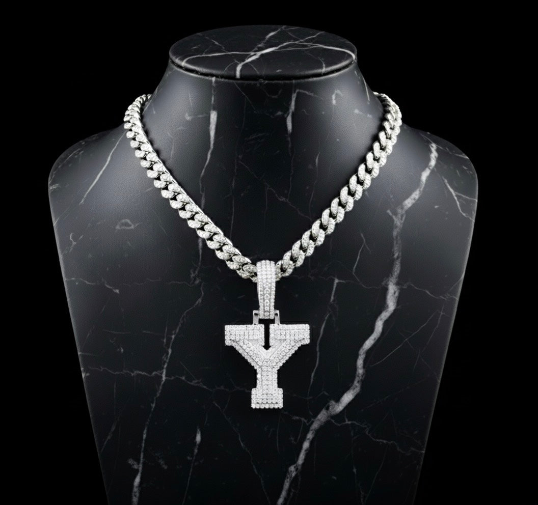 Pendentif lettre Y diamant moissanite