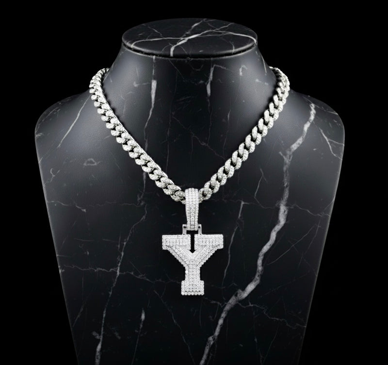 Pendentif lettre Y diamant moissanite