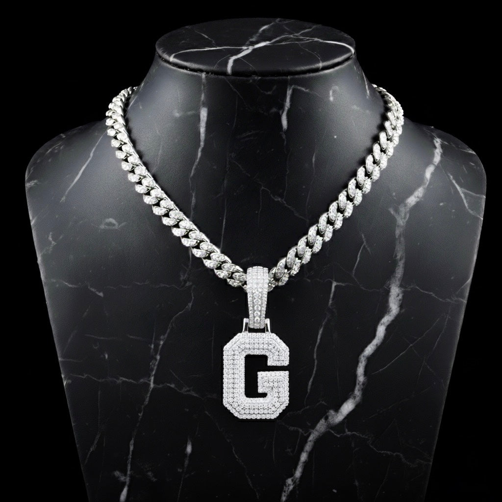 Pendentif lettre G diamant moissanite