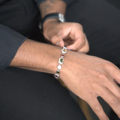 Bracelet gemme pierre multicolore 10mm or blanc - Emirice.com