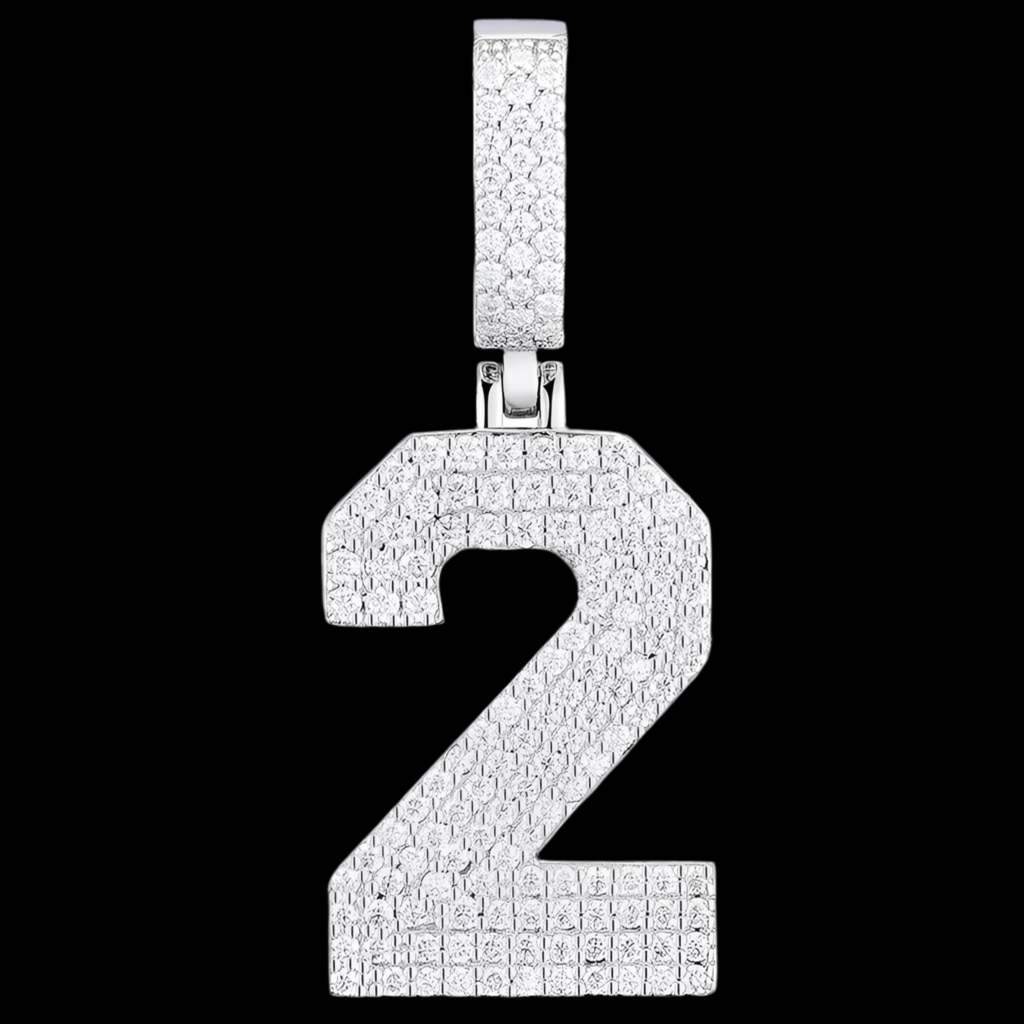Pendentif chiffre 2 diamant moissanite